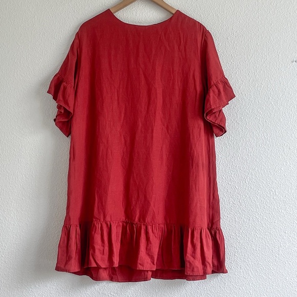 Urban Outfitters Suddenly Spring Linen Ruffle Mini Dress - Picture 3 of 10